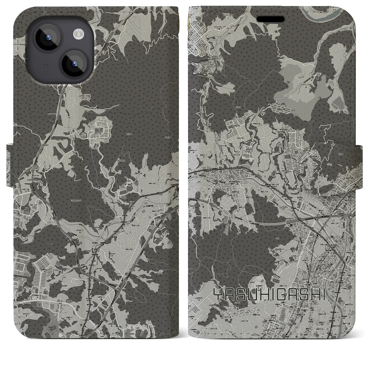 【安東(広島県)】地図柄iPhoneケース(手帳タイプ)