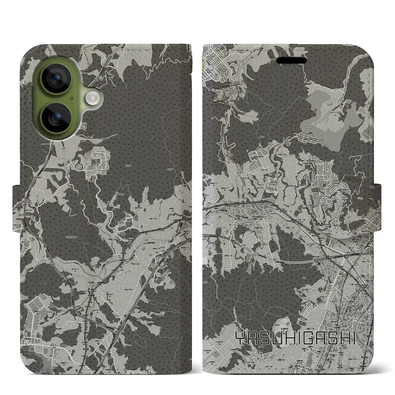 【安東(広島県)】地図柄iPhoneケース(手帳タイプ)