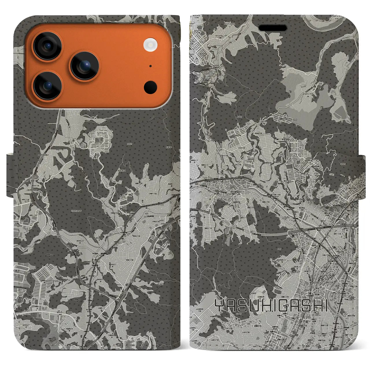 【安東(広島県)】地図柄iPhoneケース(手帳タイプ)