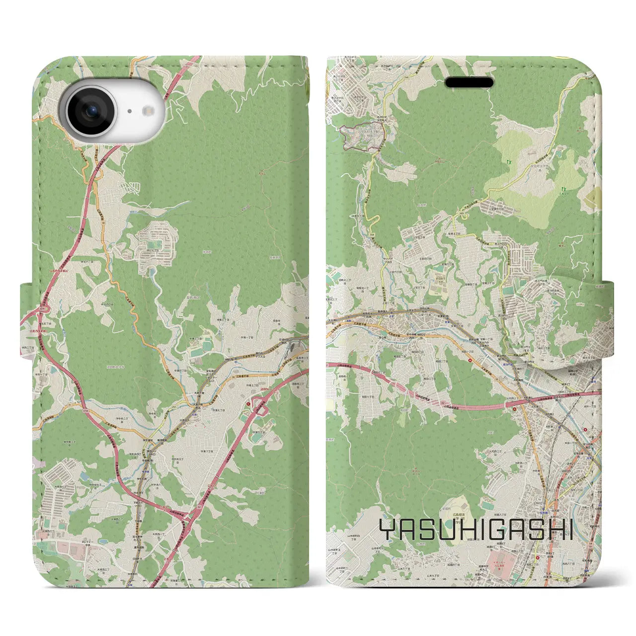【安東(広島県)】地図柄iPhoneケース(手帳タイプ)