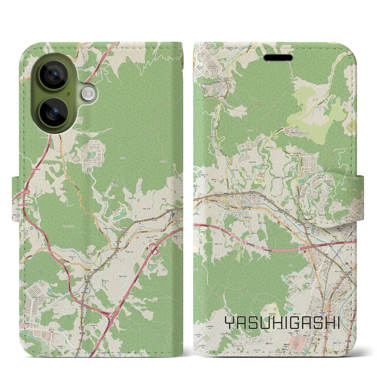 【安東(広島県)】地図柄iPhoneケース(手帳タイプ)