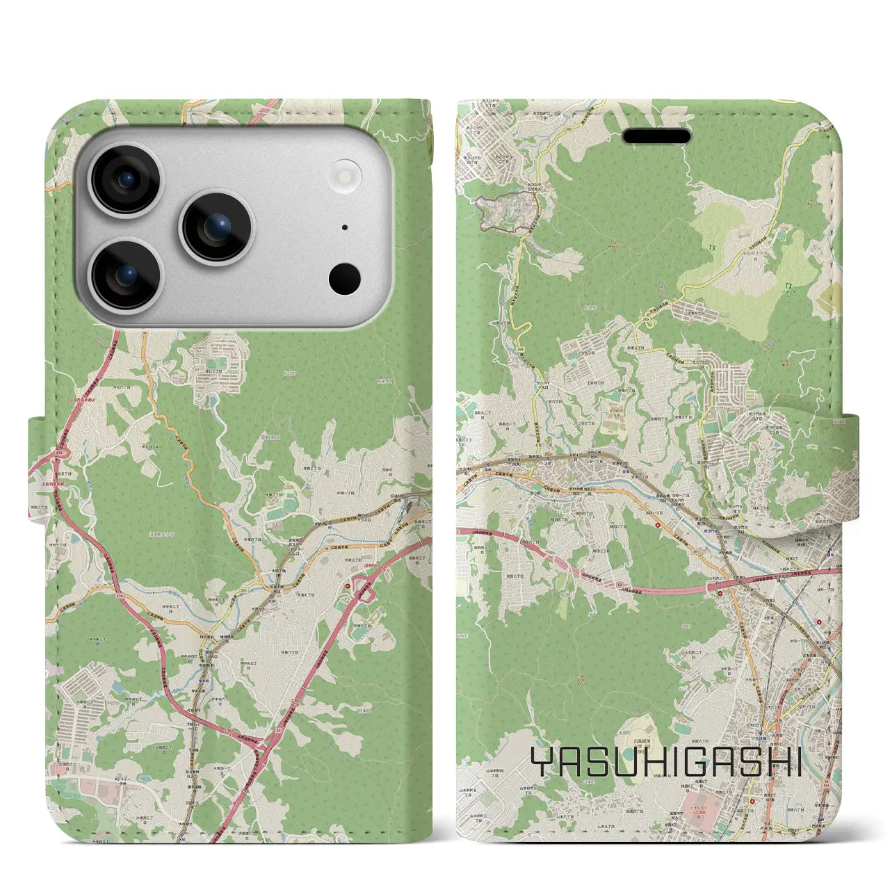 【安東(広島県)】地図柄iPhoneケース(手帳タイプ)