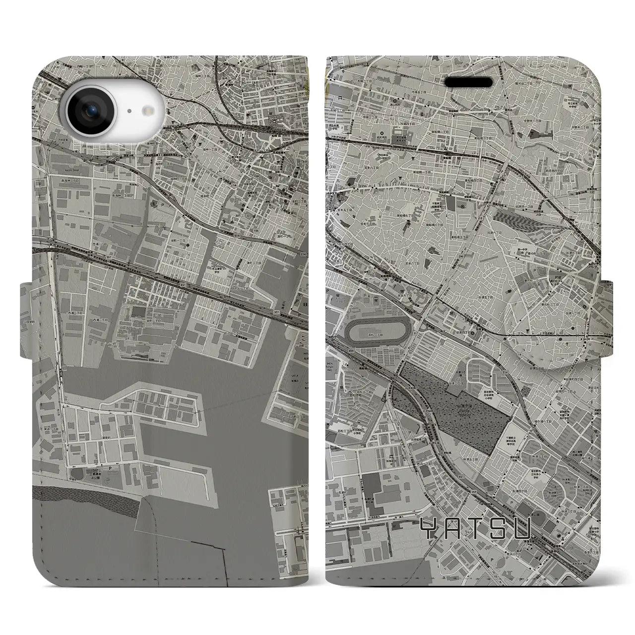 【谷津(千葉県)】地図柄iPhoneケース(手帳タイプ)
