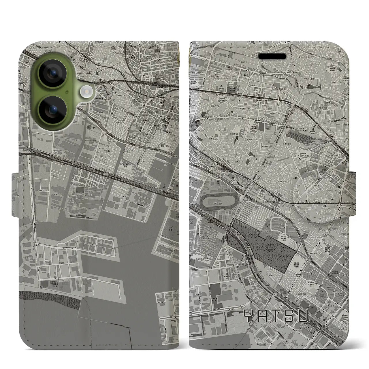 【谷津(千葉県)】地図柄iPhoneケース(手帳タイプ)