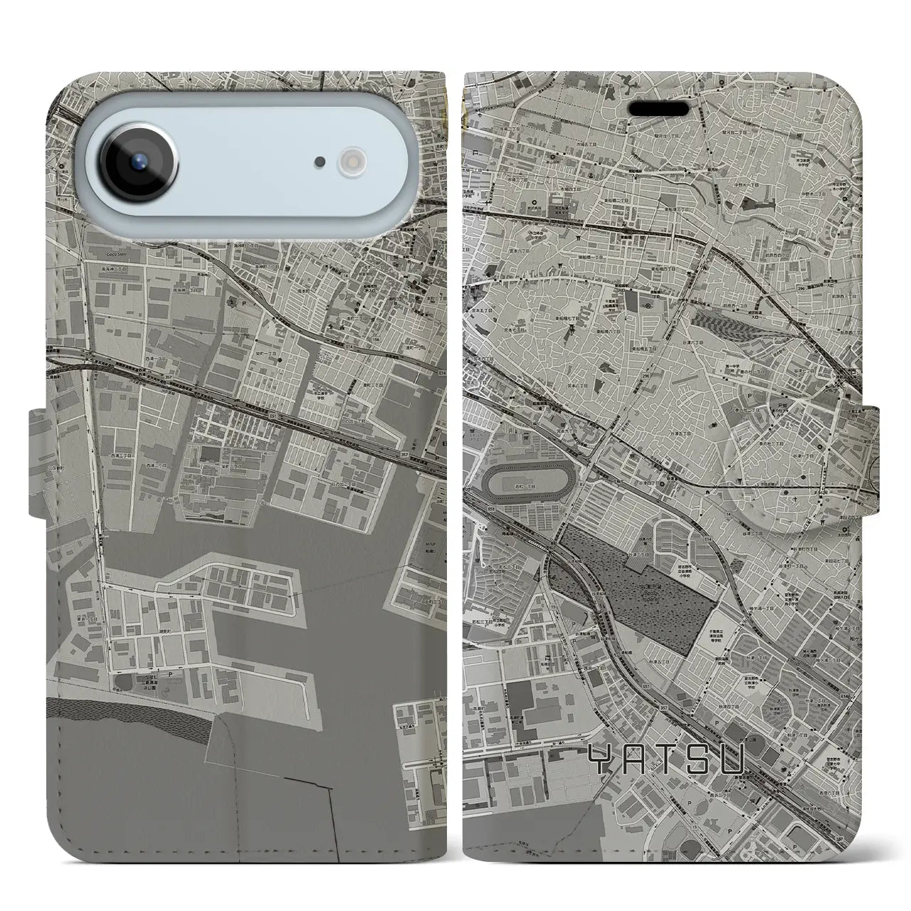 【谷津(千葉県)】地図柄iPhoneケース(手帳タイプ)