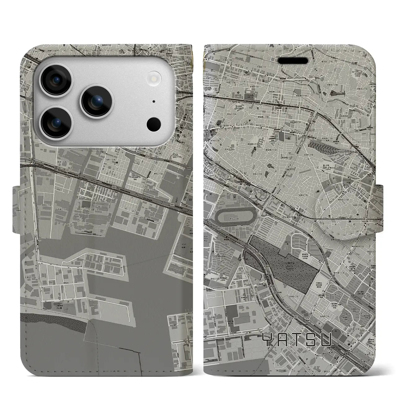 【谷津(千葉県)】地図柄iPhoneケース(手帳タイプ)