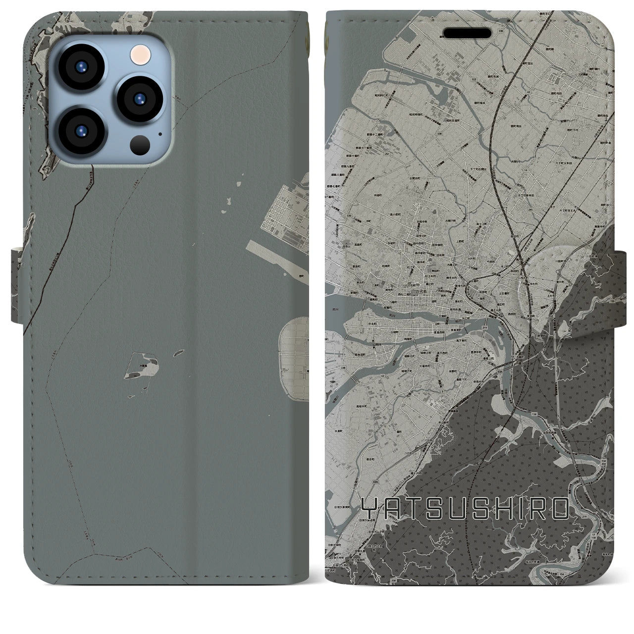 【八代(熊本県)】地図柄iPhoneケース(手帳タイプ)