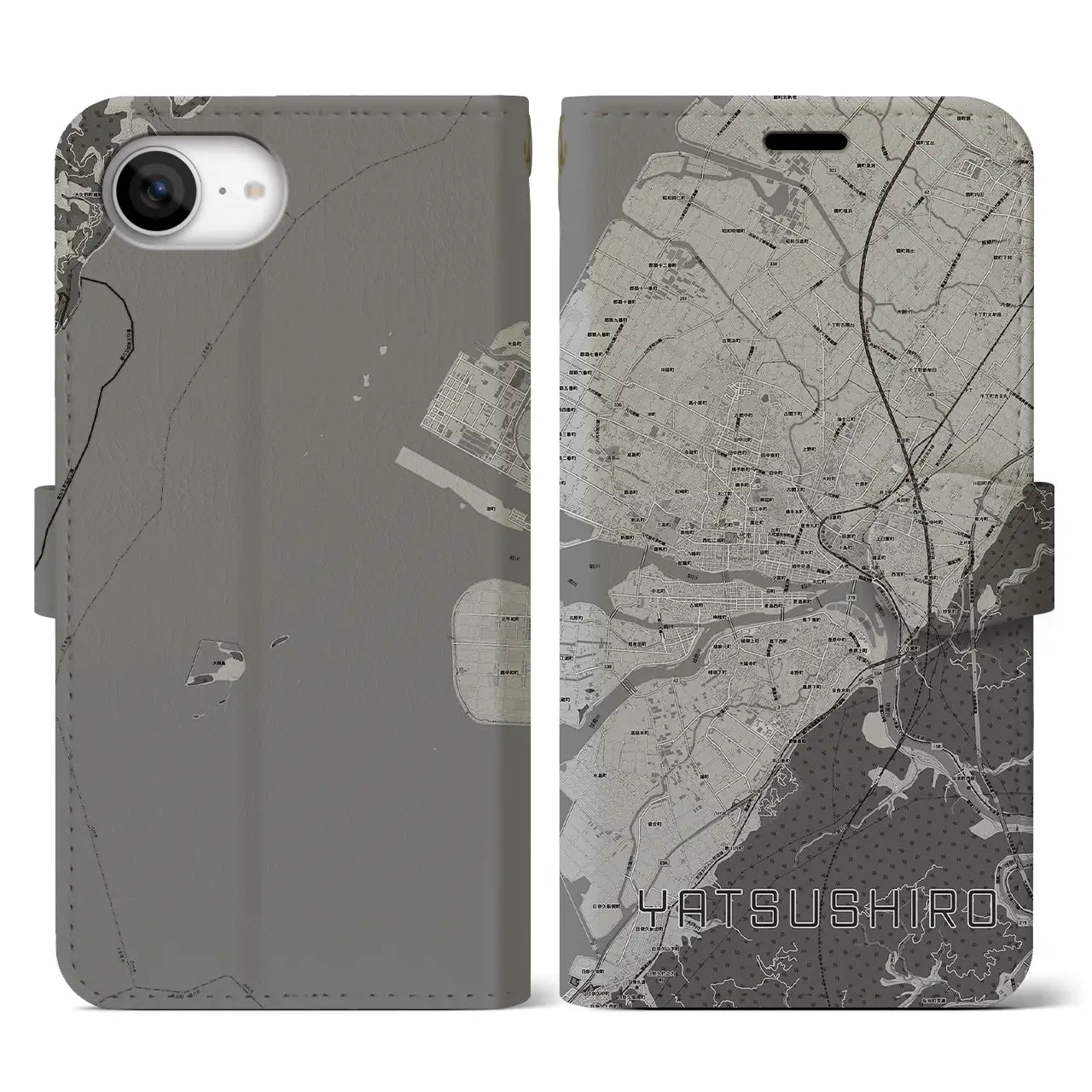 【八代(熊本県)】地図柄iPhoneケース(手帳タイプ)