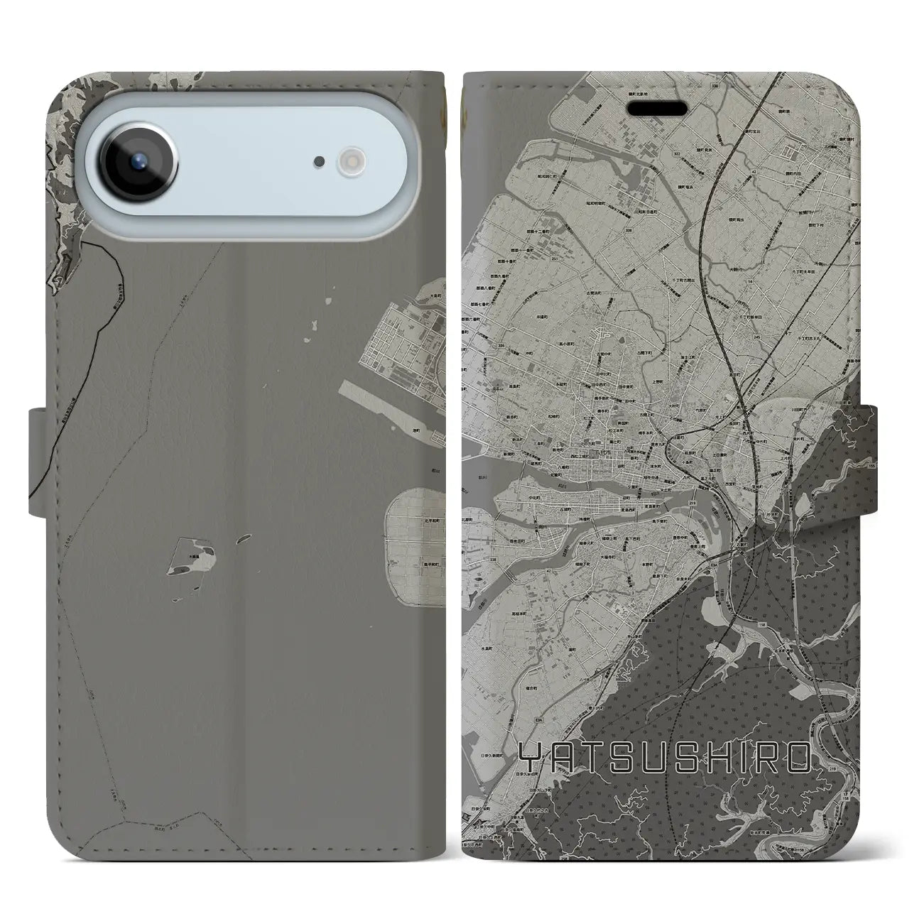 【八代(熊本県)】地図柄iPhoneケース(手帳タイプ)