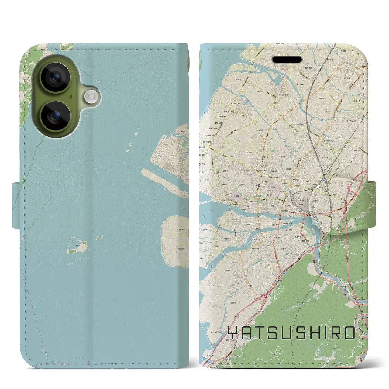 【八代(熊本県)】地図柄iPhoneケース(手帳タイプ)