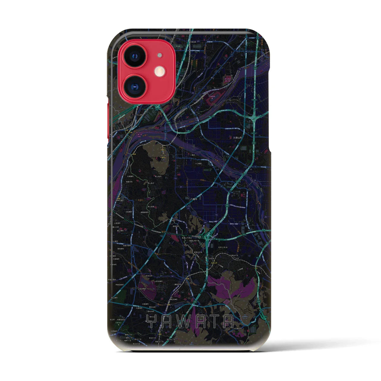 【八幡(京都府)】地図柄iPhoneケース(バックカバータイプ)