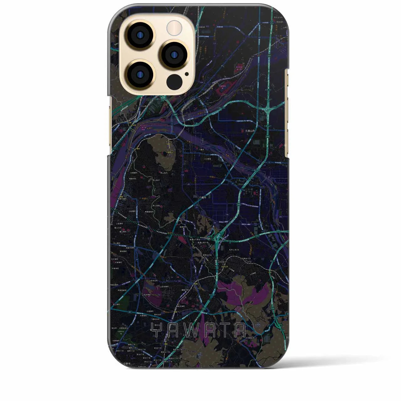 【八幡(京都府)】地図柄iPhoneケース(バックカバータイプ)
