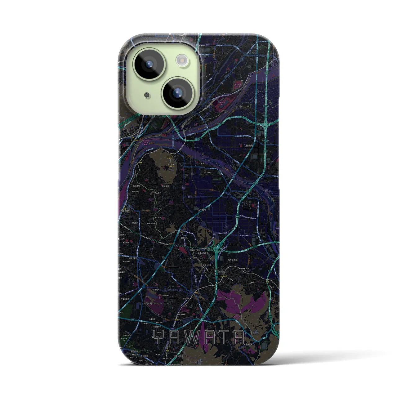 【八幡(京都府)】地図柄iPhoneケース(バックカバータイプ)