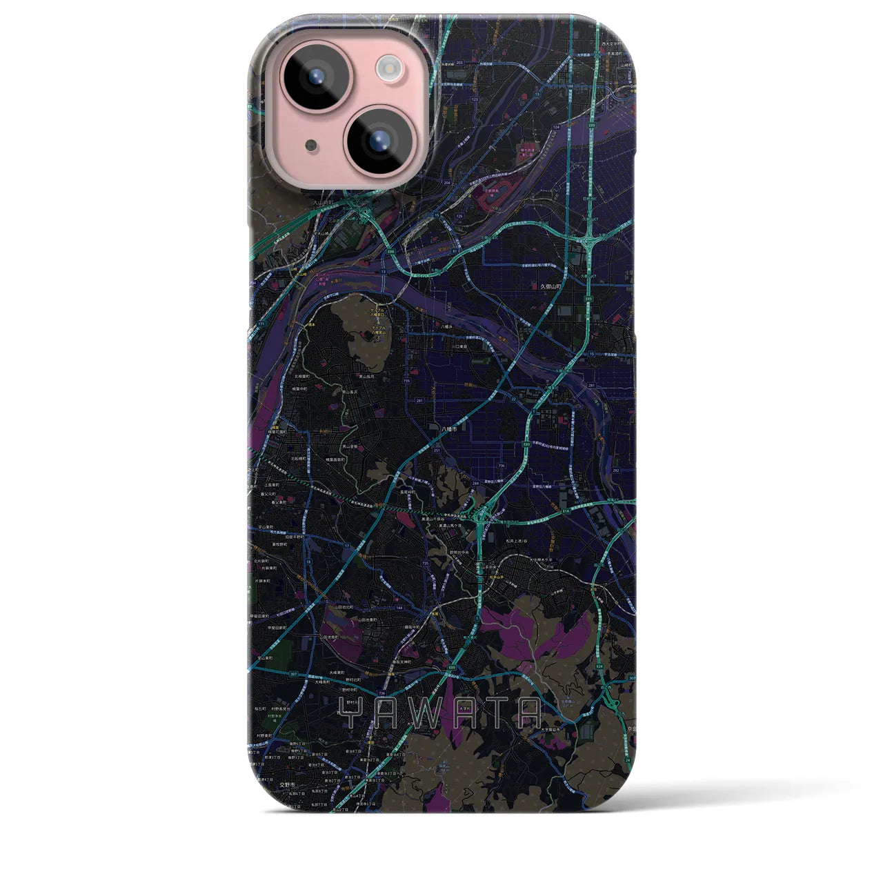 【八幡(京都府)】地図柄iPhoneケース(バックカバータイプ)