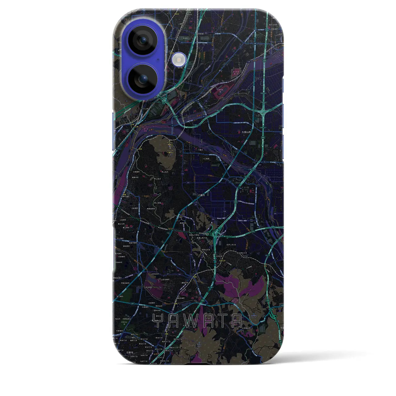 【八幡(京都府)】地図柄iPhoneケース(バックカバータイプ)