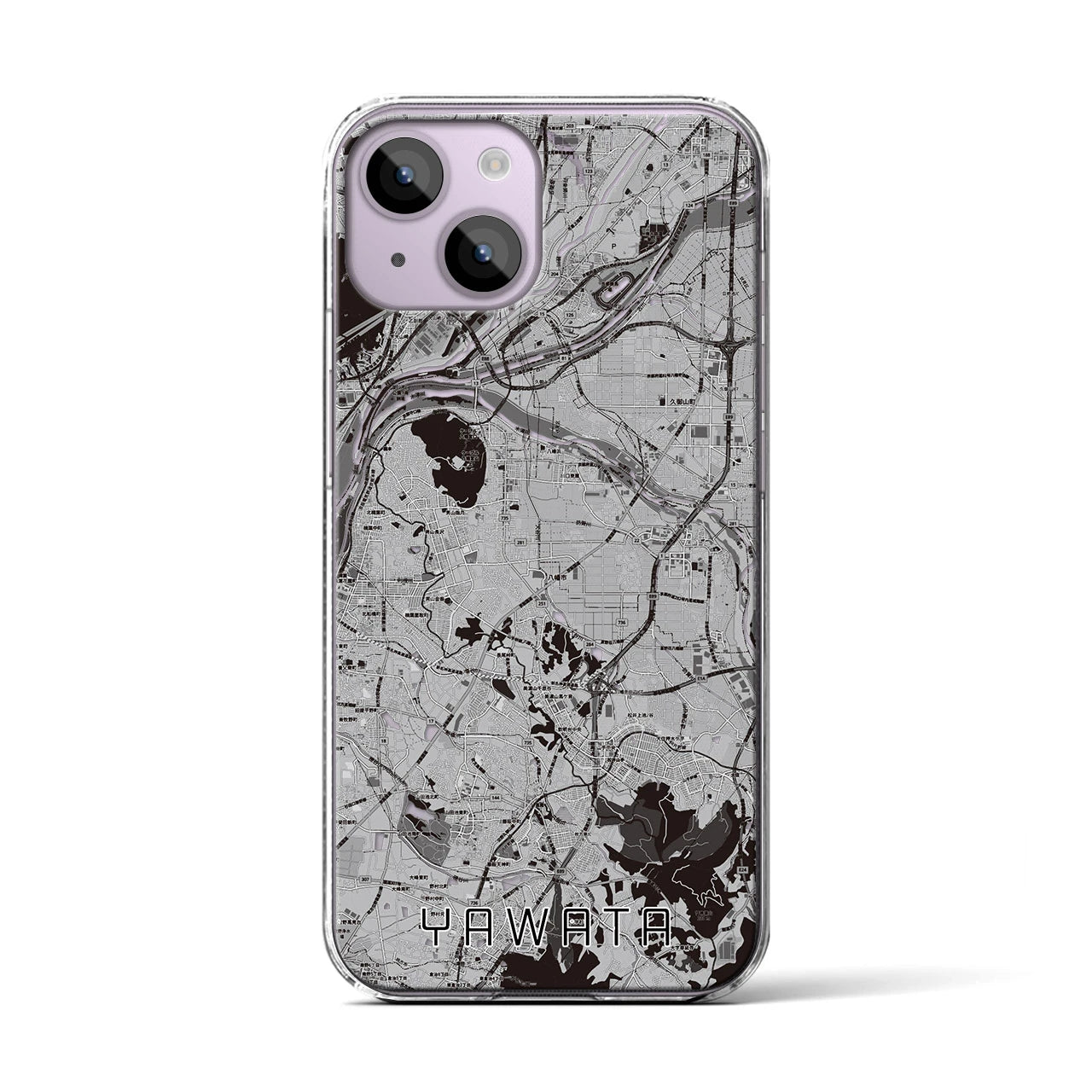 【八幡(京都府)】地図柄iPhoneケース(クリアタイプ)