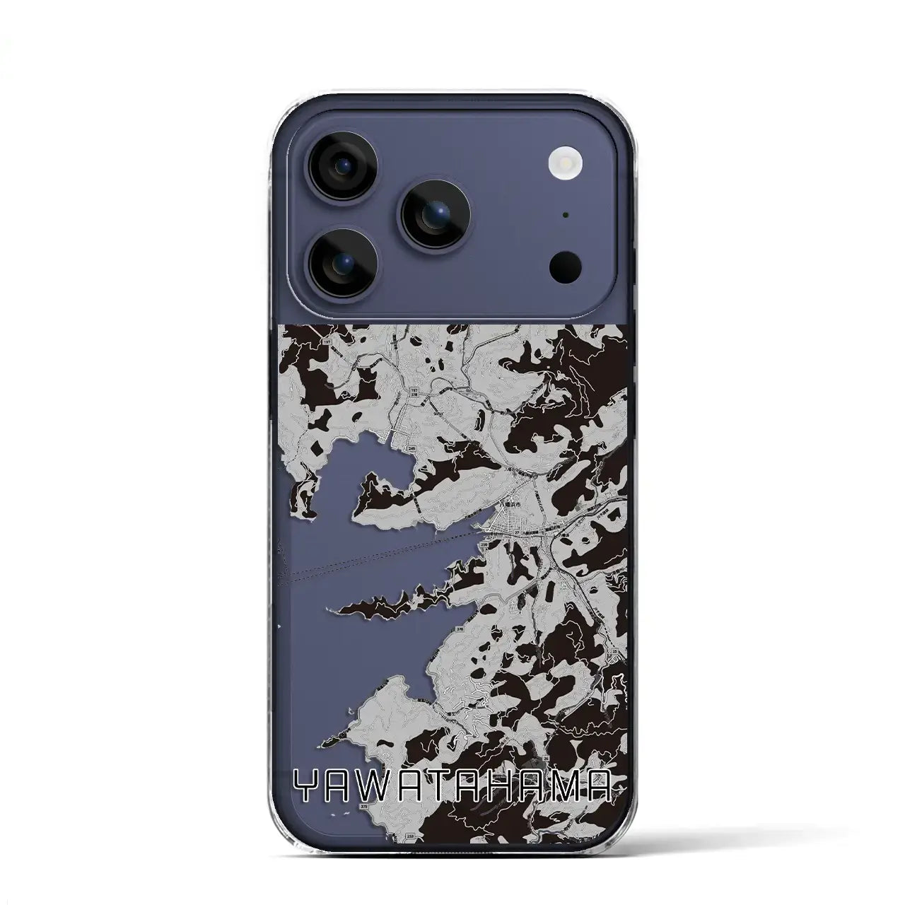 【八幡浜(愛媛県)】地図柄iPhoneケース(クリアタイプ)モノトーン・iPhone 17 Pro Max 用