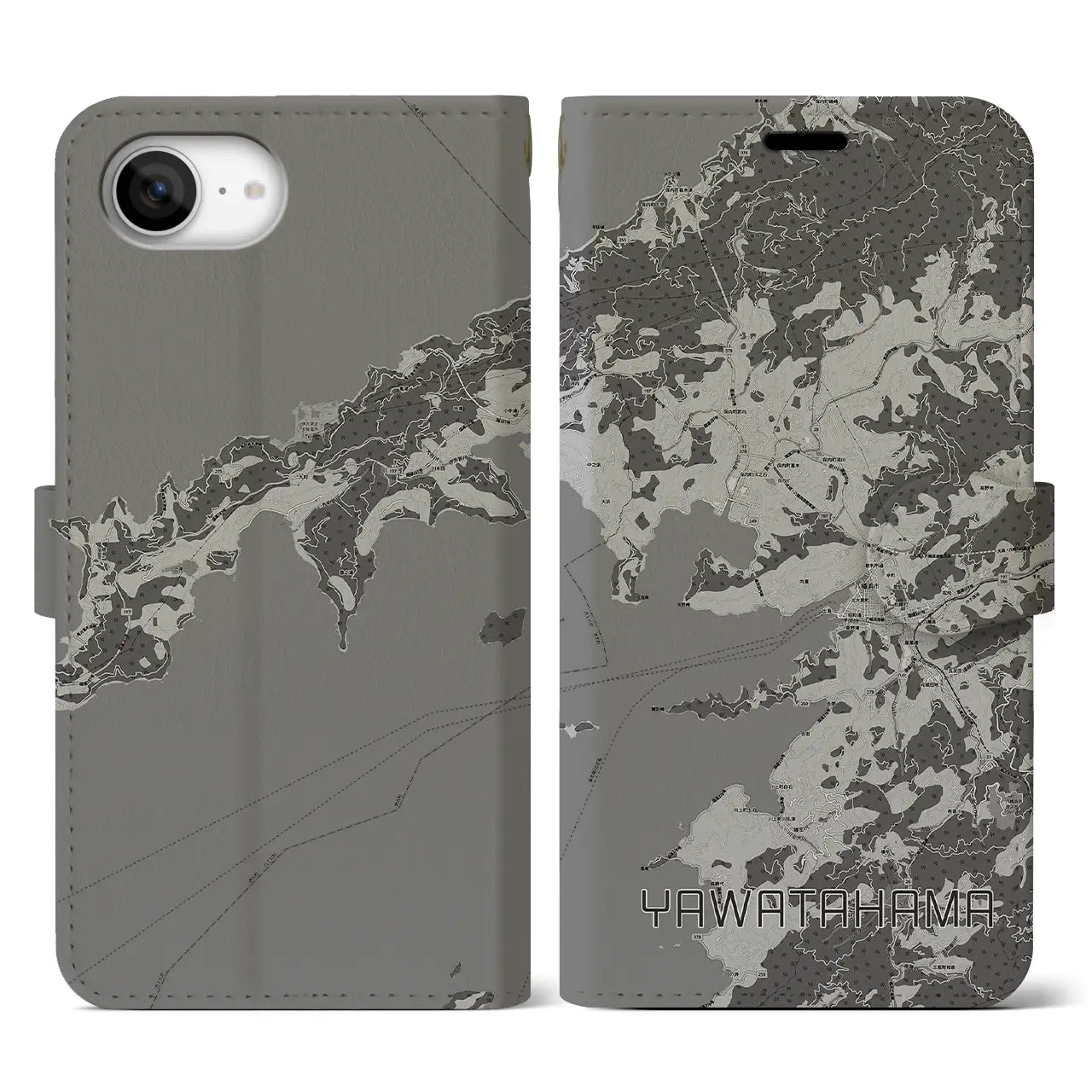 【八幡浜(愛媛県)】地図柄iPhoneケース(手帳タイプ)