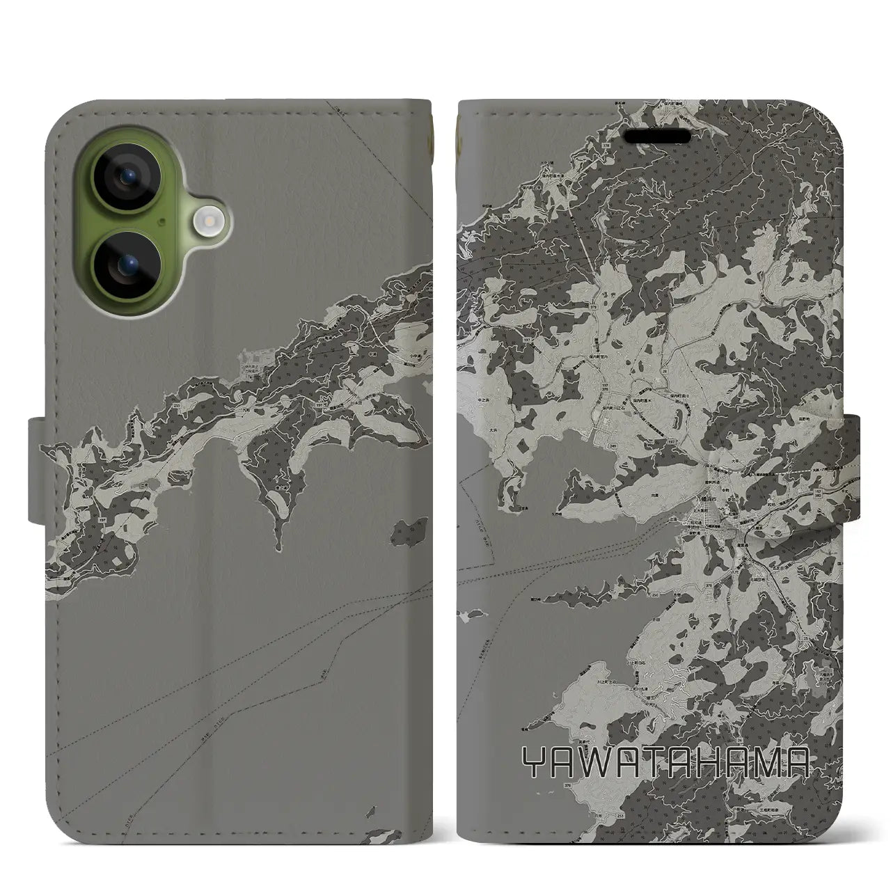 【八幡浜(愛媛県)】地図柄iPhoneケース(手帳タイプ)