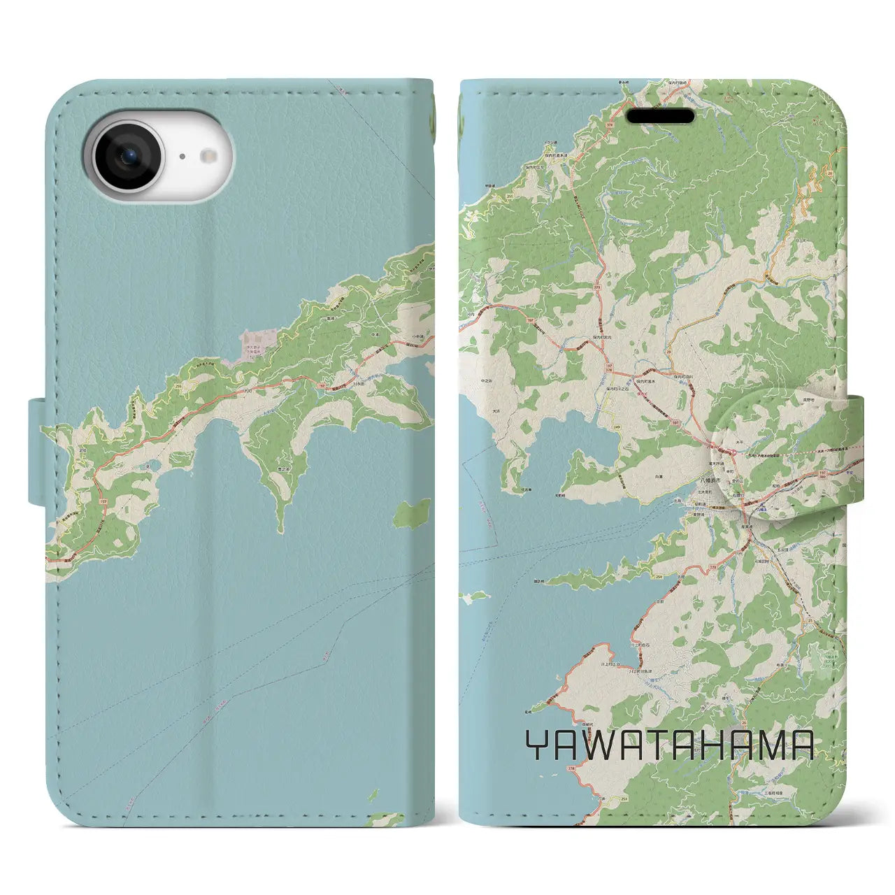 【八幡浜(愛媛県)】地図柄iPhoneケース(手帳タイプ)