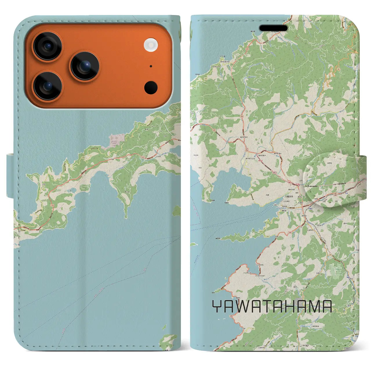【八幡浜(愛媛県)】地図柄iPhoneケース(手帳タイプ)