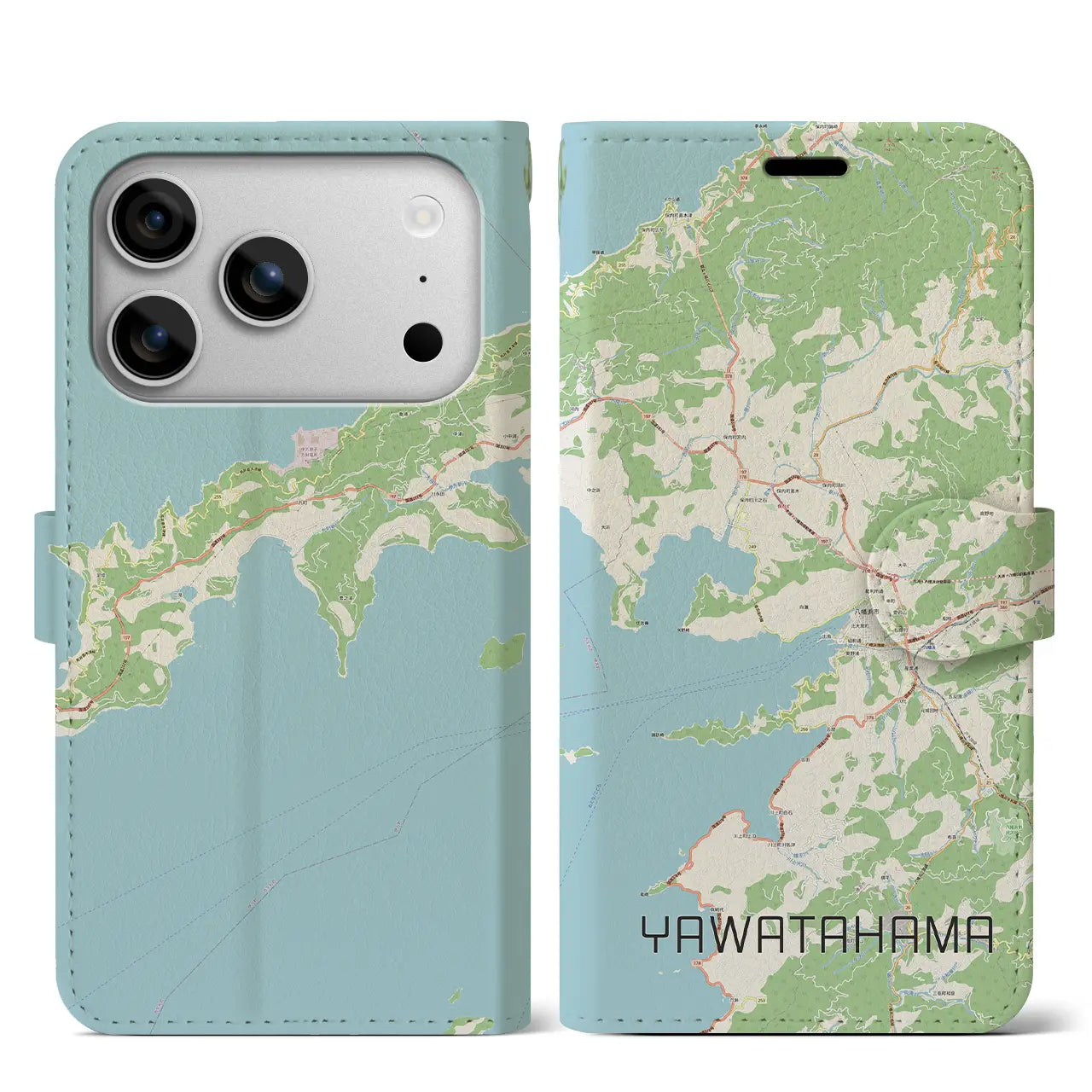 【八幡浜(愛媛県)】地図柄iPhoneケース(手帳タイプ)