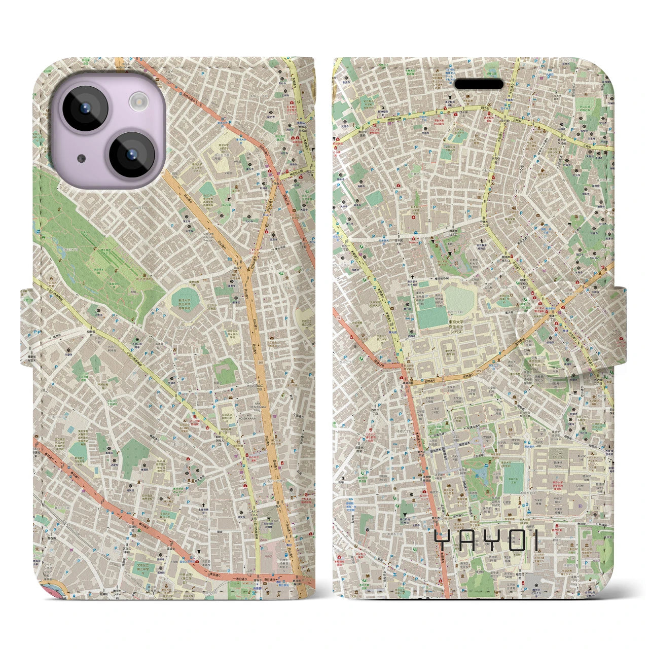 【弥生(東京都)】地図柄iPhoneケース(手帳タイプ)