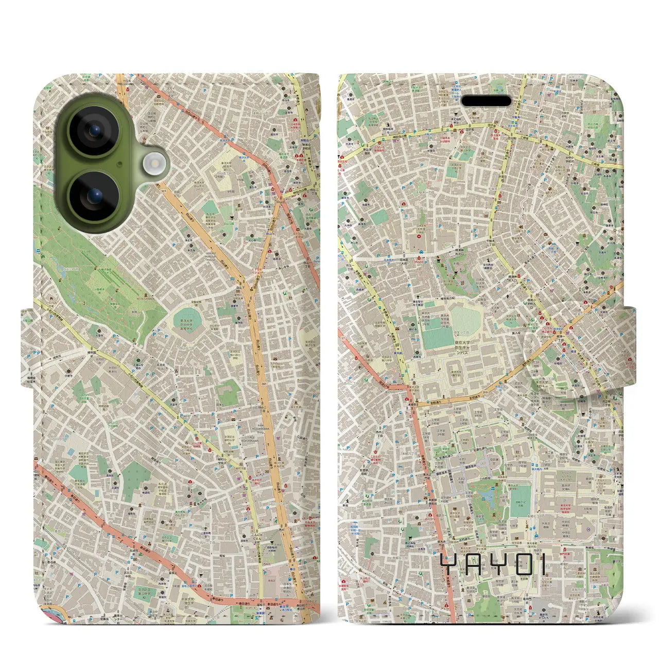 【弥生(東京都)】地図柄iPhoneケース(手帳タイプ)