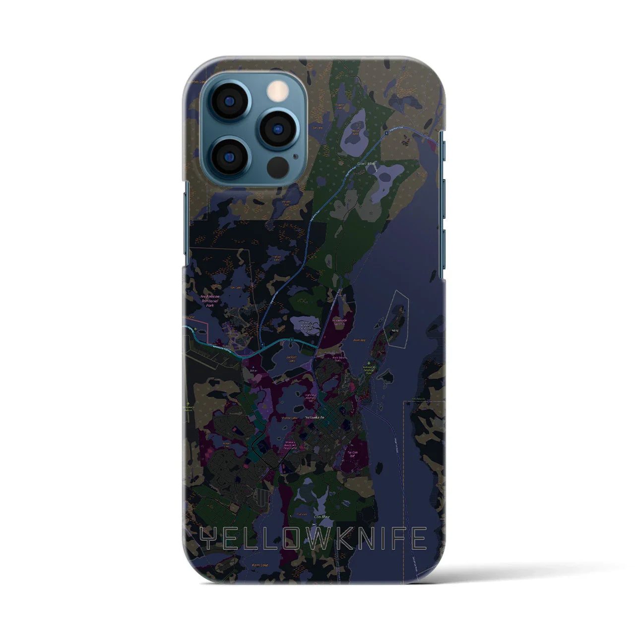 【イエローナイフ(カナダ)】地図柄iPhoneケース(バックカバータイプ)
