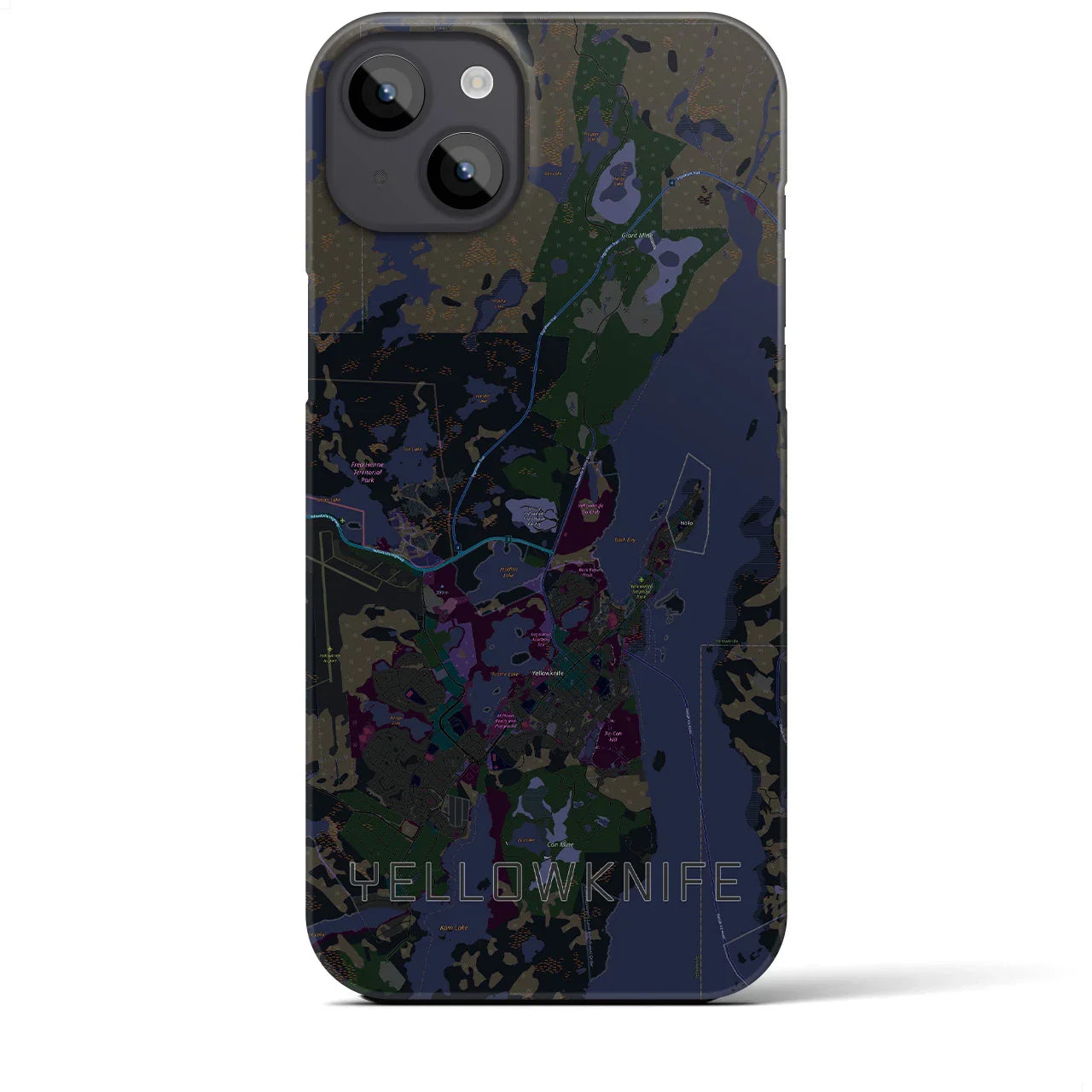 【イエローナイフ(カナダ)】地図柄iPhoneケース(バックカバータイプ)