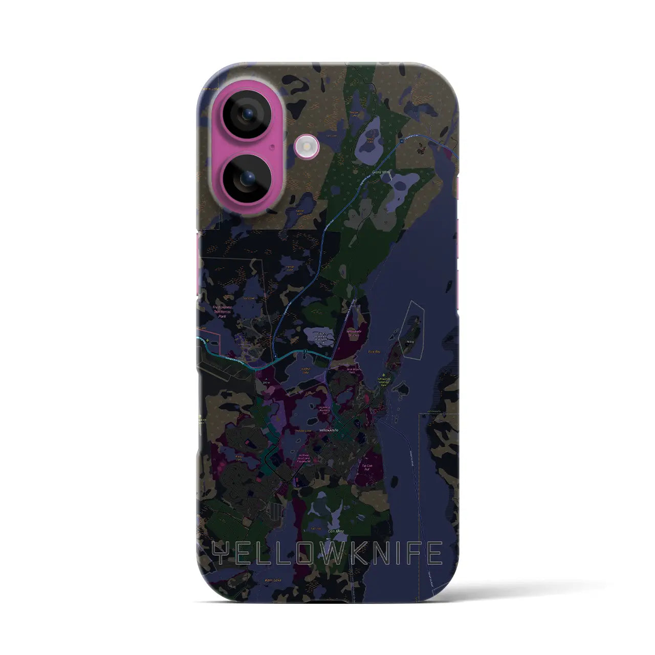 【イエローナイフ(カナダ)】地図柄iPhoneケース(バックカバータイプ)