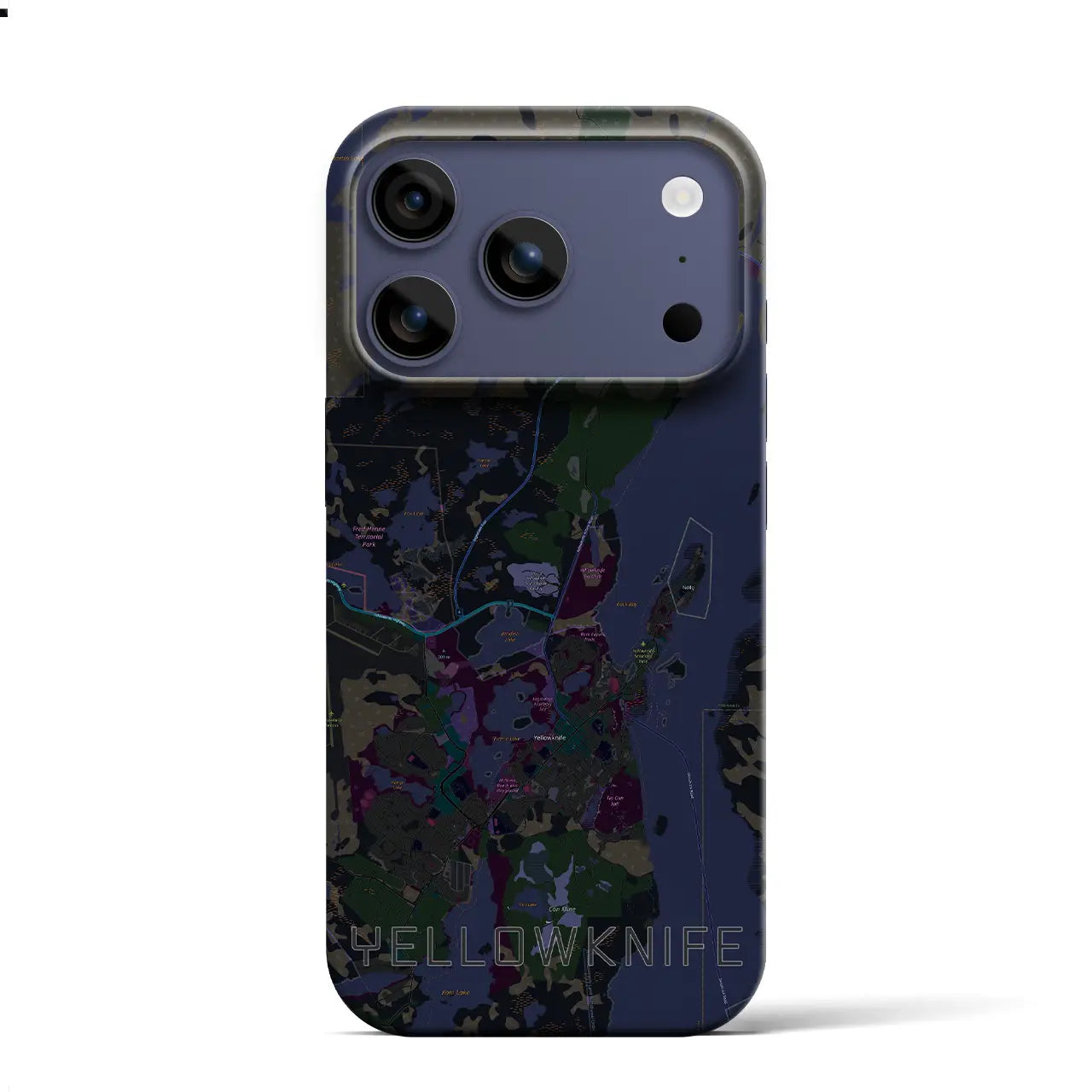 【イエローナイフ(カナダ)】地図柄iPhoneケース(バックカバータイプ)