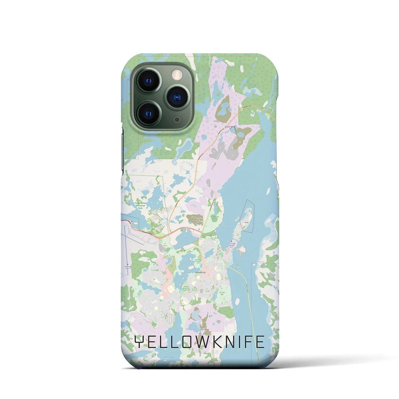 【イエローナイフ(カナダ)】地図柄iPhoneケース(バックカバータイプ)