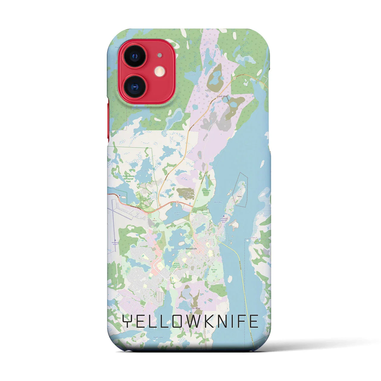 【イエローナイフ(カナダ)】地図柄iPhoneケース(バックカバータイプ)