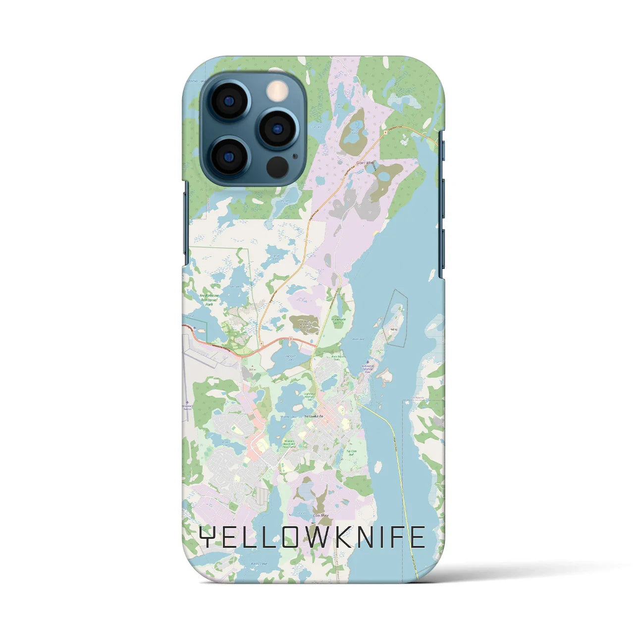 【イエローナイフ(カナダ)】地図柄iPhoneケース(バックカバータイプ)