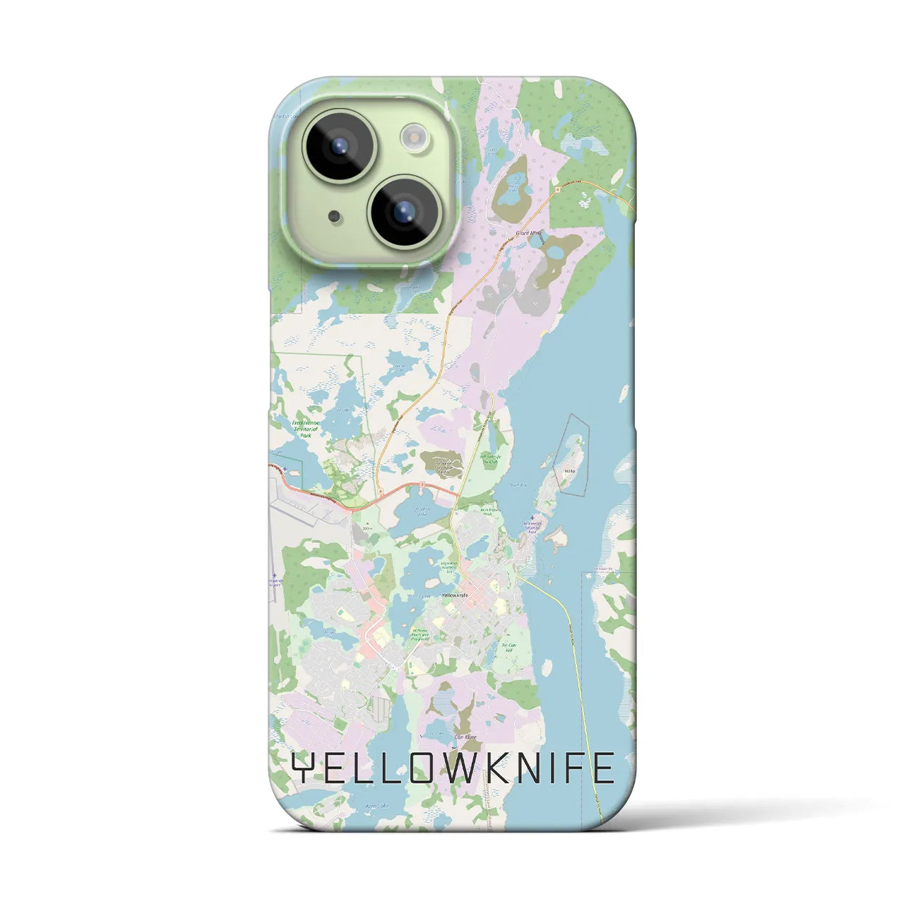 【イエローナイフ(カナダ)】地図柄iPhoneケース(バックカバータイプ)