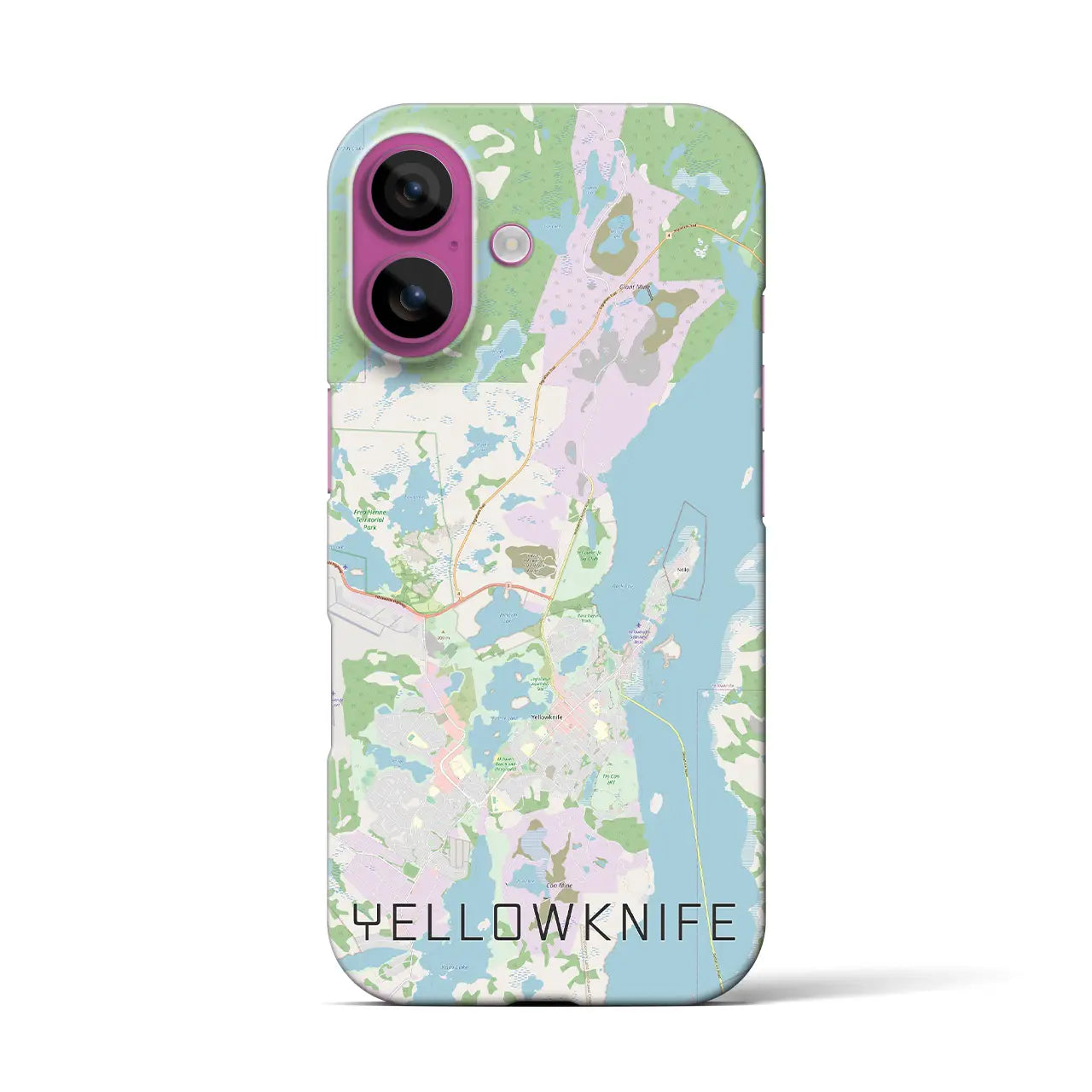 【イエローナイフ(カナダ)】地図柄iPhoneケース(バックカバータイプ)