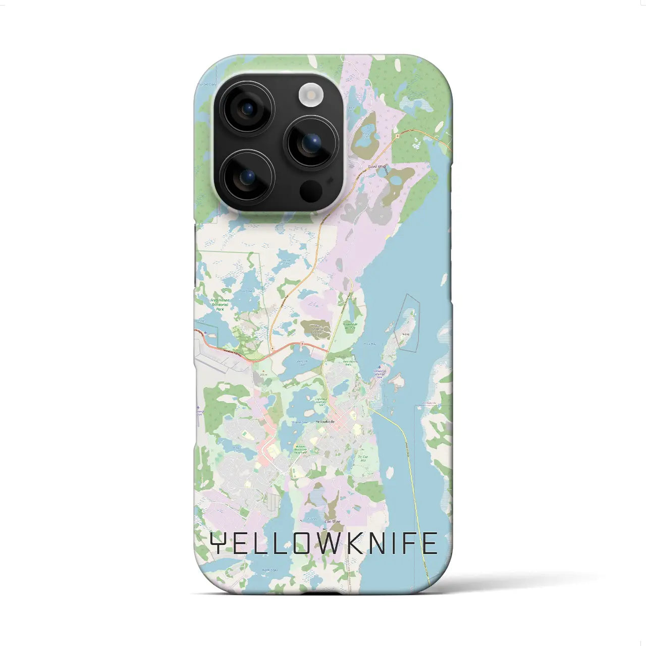 【イエローナイフ(カナダ)】地図柄iPhoneケース(バックカバータイプ)