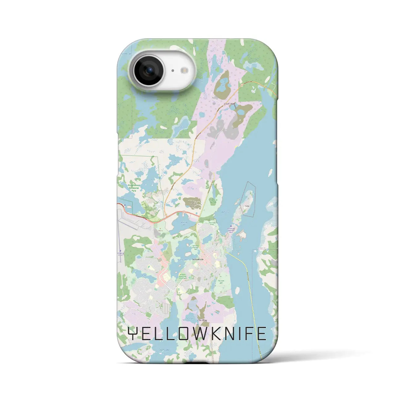 【イエローナイフ(カナダ)】地図柄iPhoneケース(バックカバータイプ)