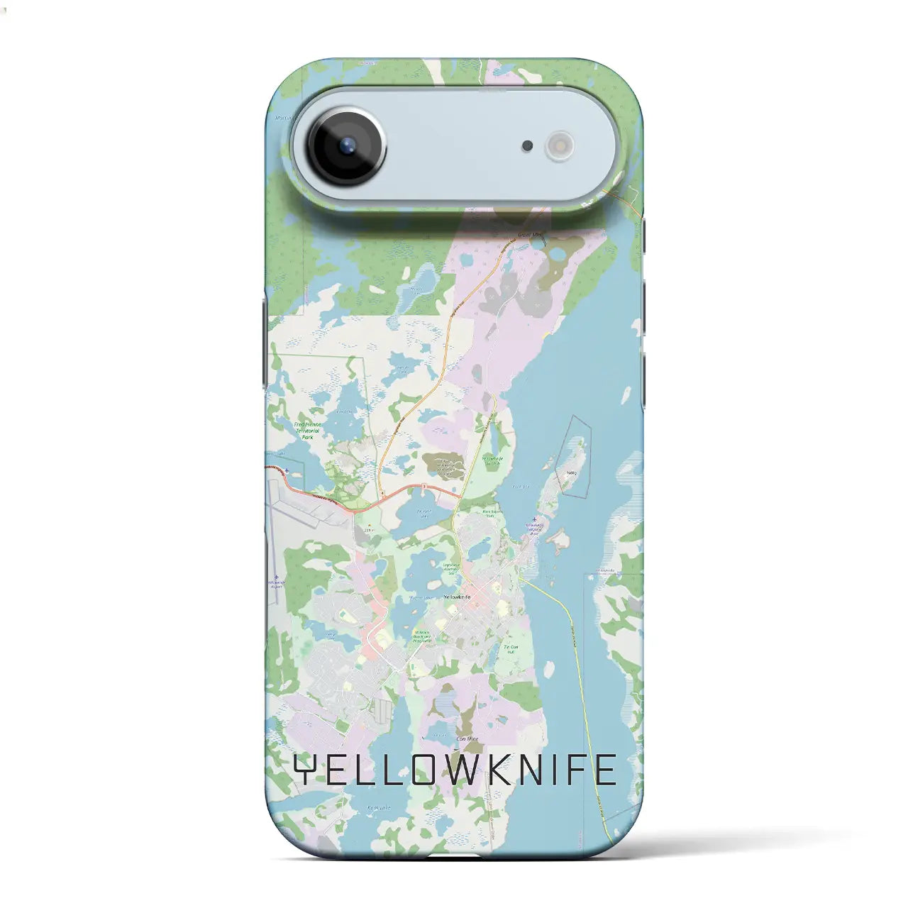 【イエローナイフ(カナダ)】地図柄iPhoneケース(バックカバータイプ)