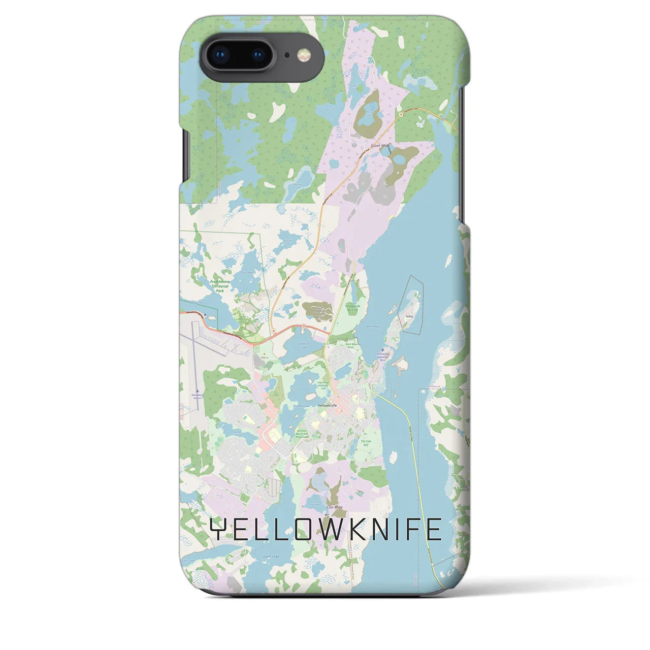【イエローナイフ(カナダ)】地図柄iPhoneケース(バックカバータイプ)