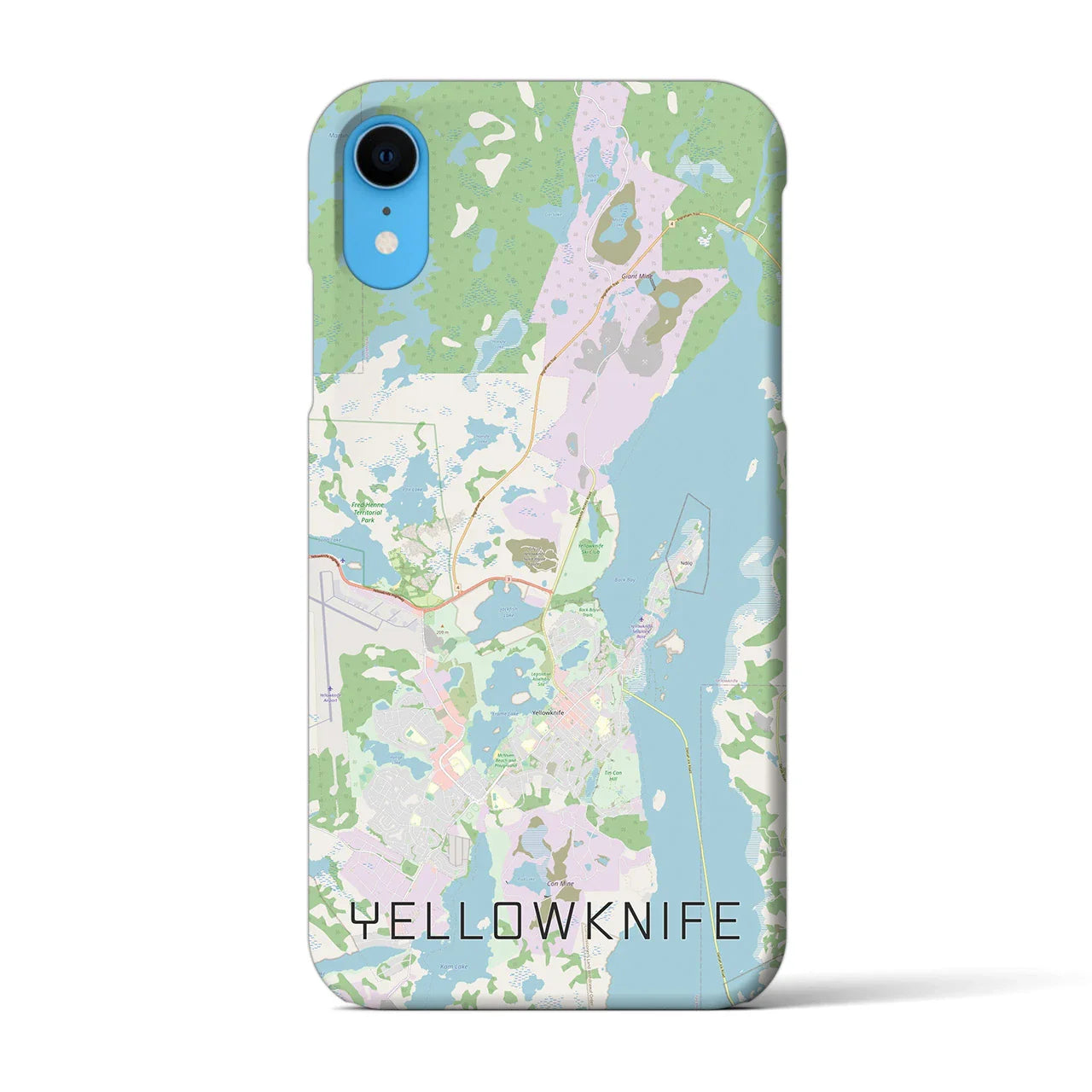 【イエローナイフ(カナダ)】地図柄iPhoneケース(バックカバータイプ)