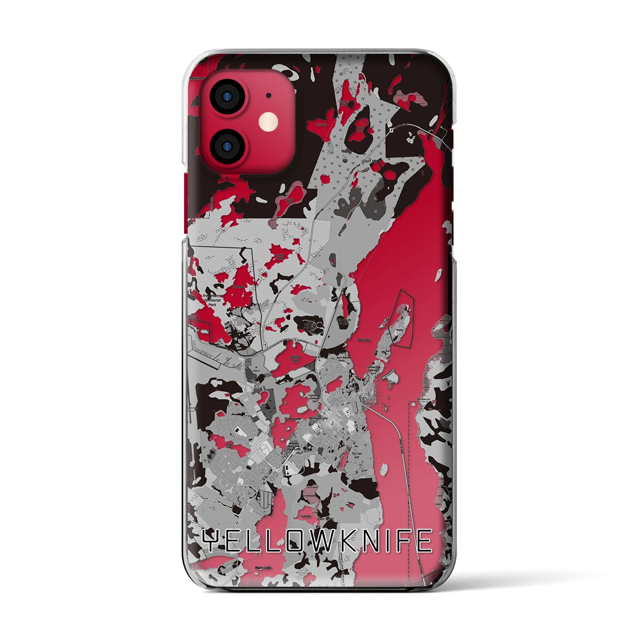 【イエローナイフ(カナダ)】地図柄iPhoneケース(クリアタイプ)