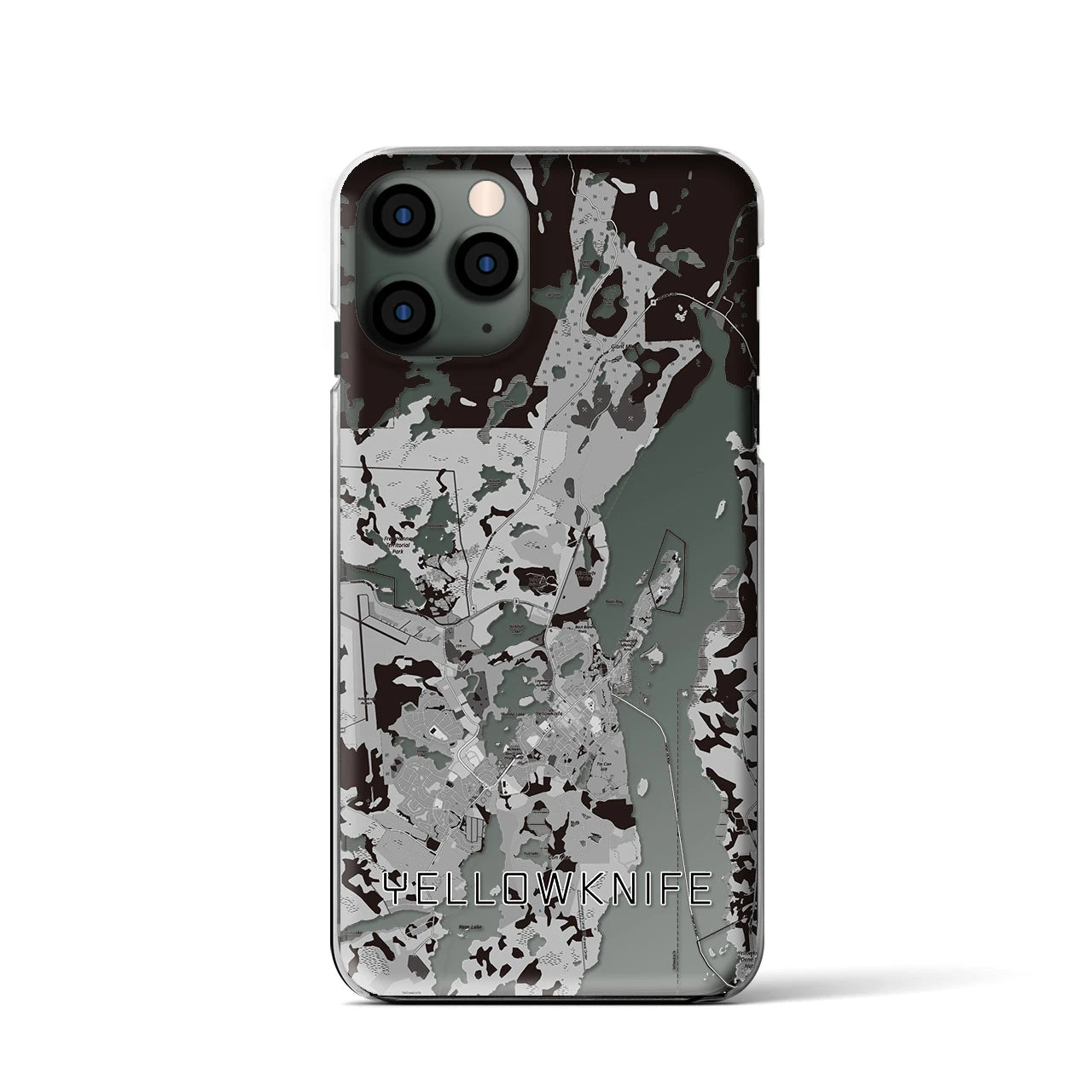 【イエローナイフ(カナダ)】地図柄iPhoneケース(クリアタイプ)