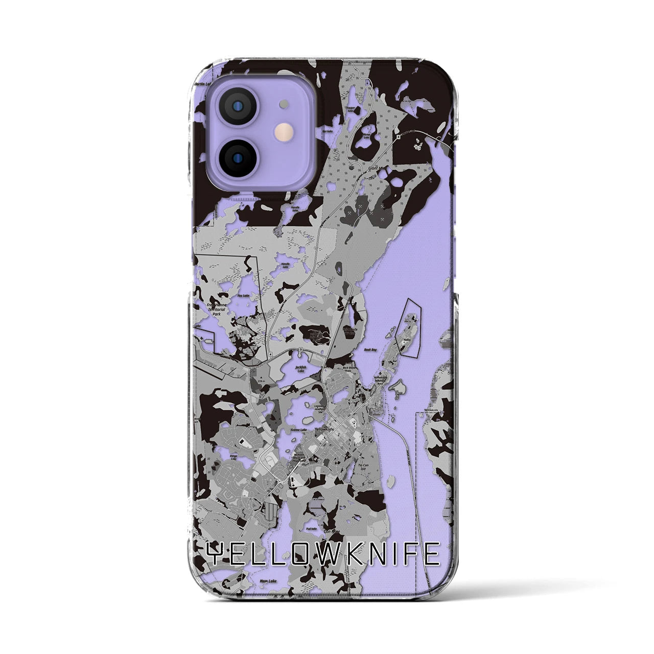 【イエローナイフ(カナダ)】地図柄iPhoneケース(クリアタイプ)