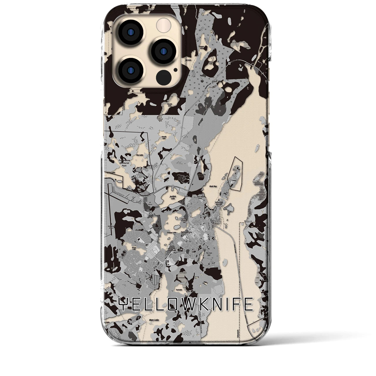 【イエローナイフ(カナダ)】地図柄iPhoneケース(クリアタイプ)
