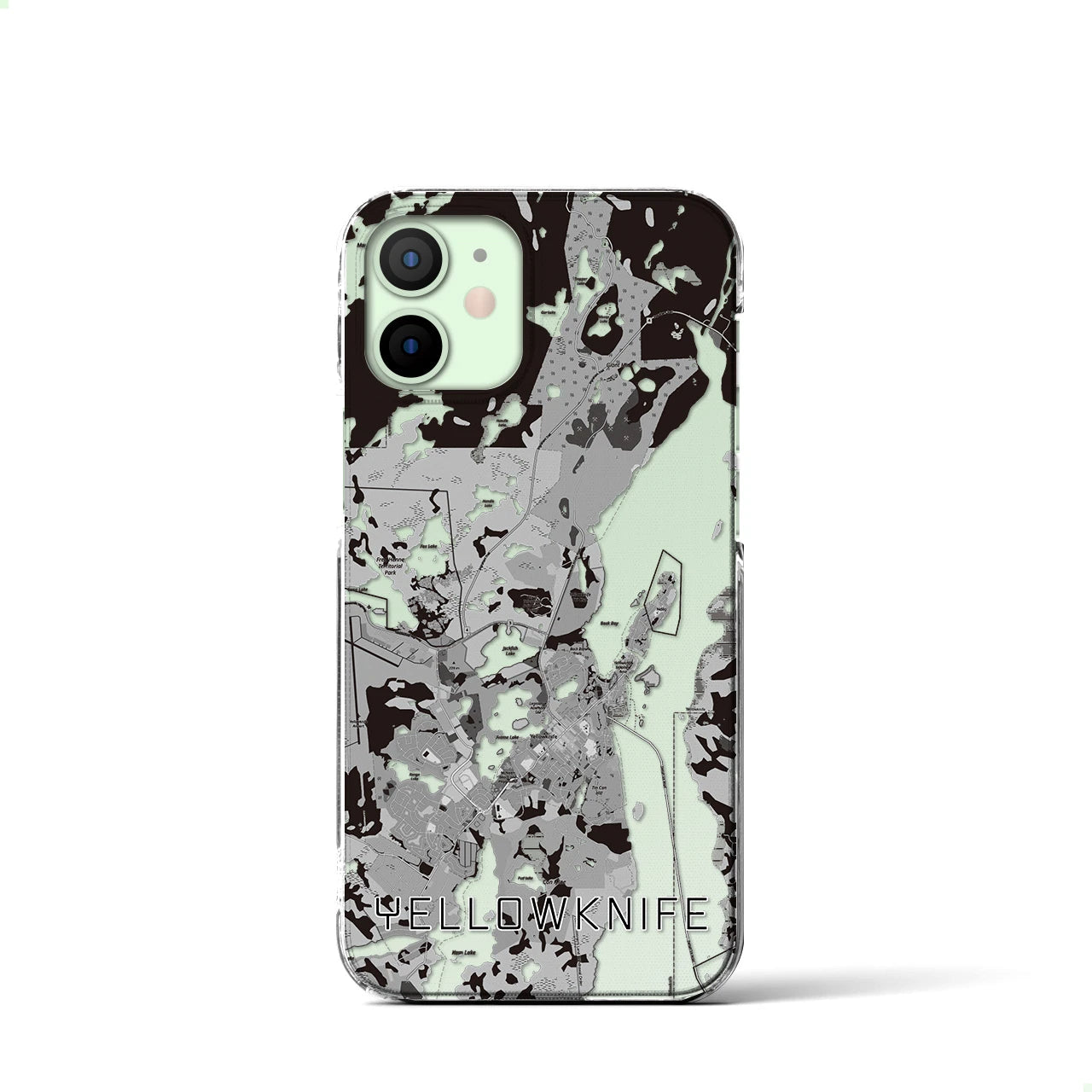 【イエローナイフ(カナダ)】地図柄iPhoneケース(クリアタイプ)