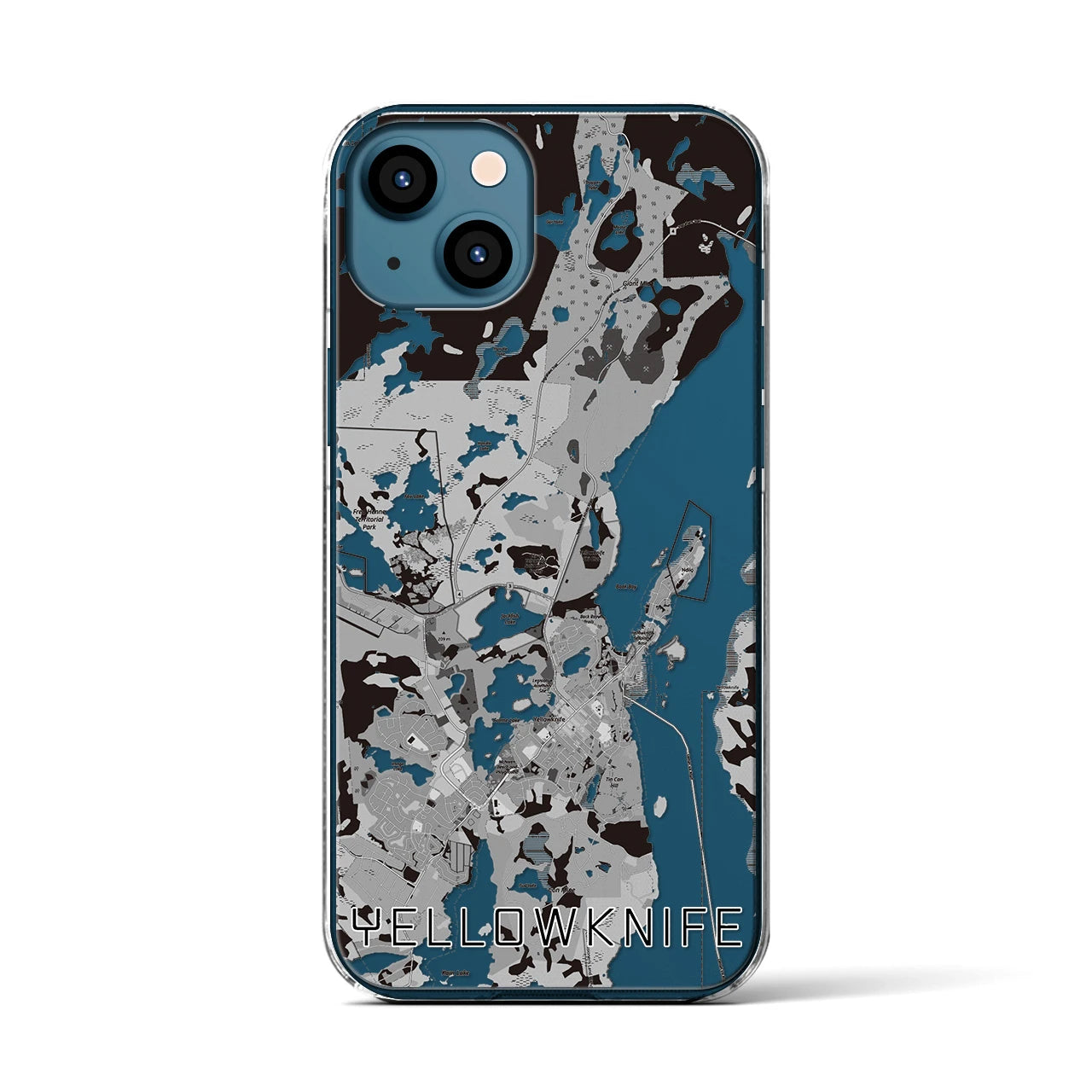 【イエローナイフ(カナダ)】地図柄iPhoneケース(クリアタイプ)