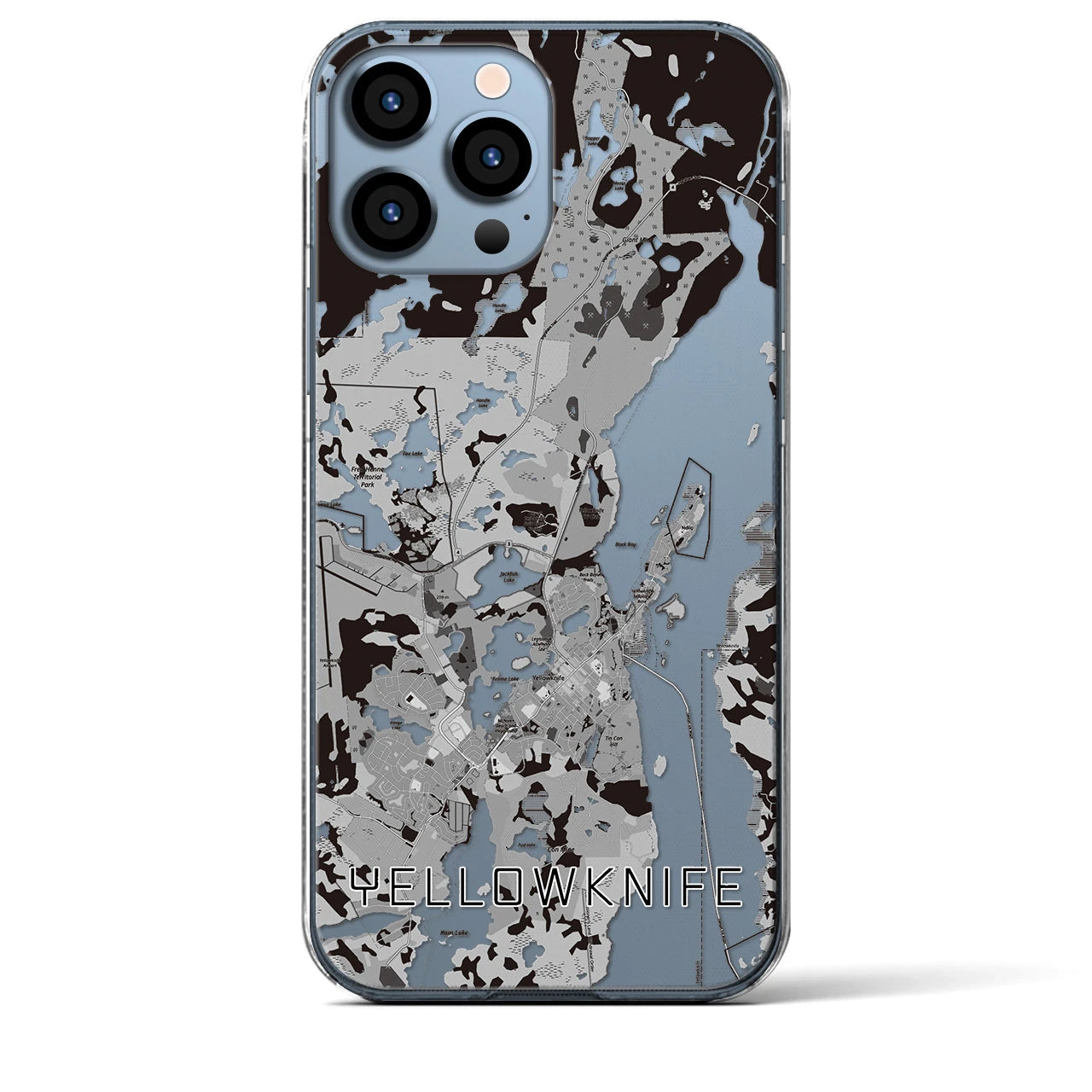 【イエローナイフ(カナダ)】地図柄iPhoneケース(クリアタイプ)