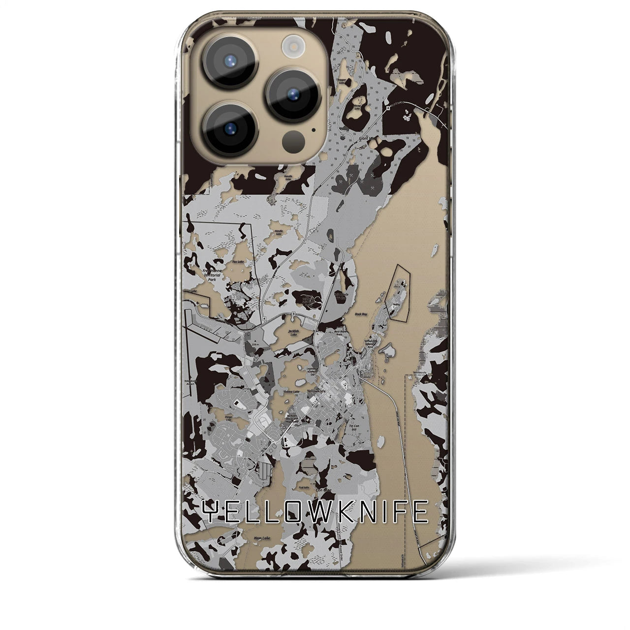 【イエローナイフ(カナダ)】地図柄iPhoneケース(クリアタイプ)